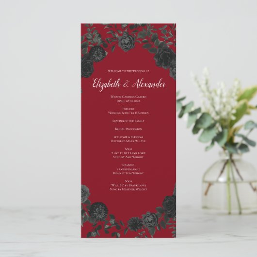 Gothic Wedding Programs (programma's voor rode en  Menu (Staand voorkant)