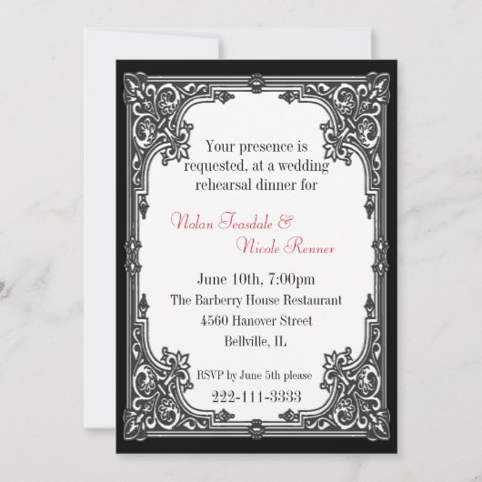Gothic Wedding Rehearsal Dinner Invitation Kaart (Voorkant)