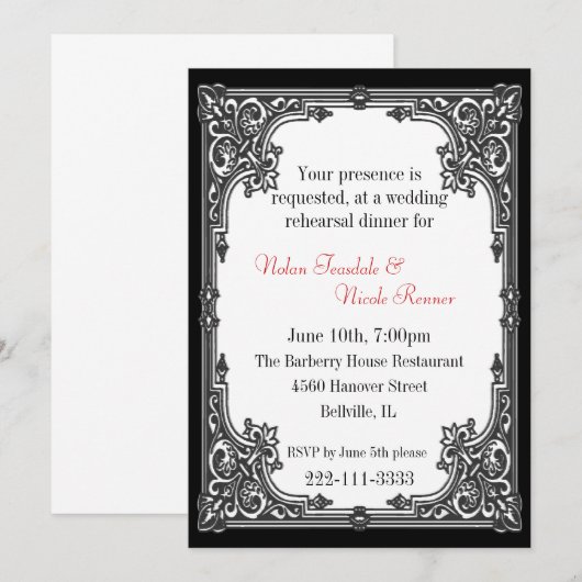 Gothic Wedding Rehearsal Dinner Invitation Kaart (Voorkant / Achterkant)