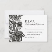 Gothic Wedding RSVP - Black Birds & Lace (Voorkant)
