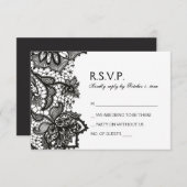 Gothic Wedding RSVP - Black Birds & Lace (Voorkant / Achterkant)