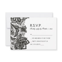 Gothic Wedding RSVP - Black Birds & Lace