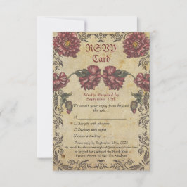 Gothic Wedding RSVP Card | Vintage Floral Kaartje