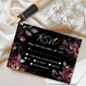 Gothic Wedding RSVP Zwart Donker  Bloemen