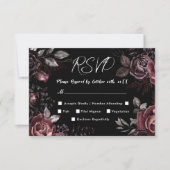 Gothic Wedding RSVP Zwart Donker  Bloemen (Voorkant)