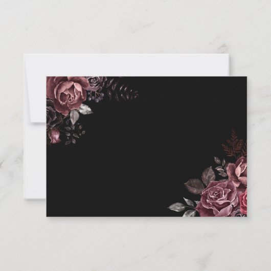 Gothic Wedding RSVP Zwart Donker  Bloemen (Achterkant)