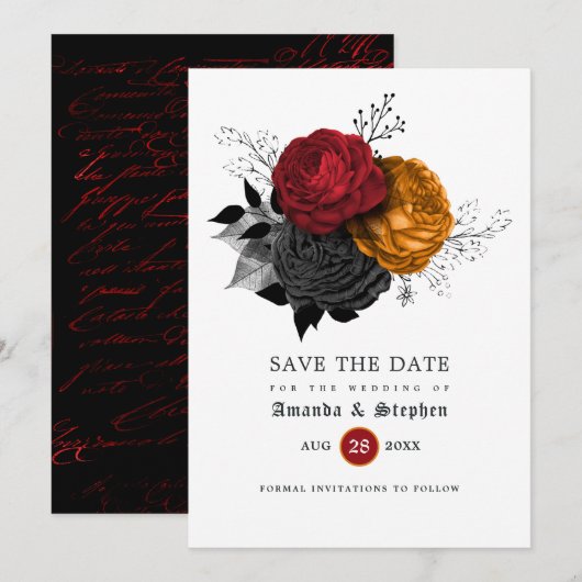  Gothic Wedding Save the Date (Voorkant / Achterkant)