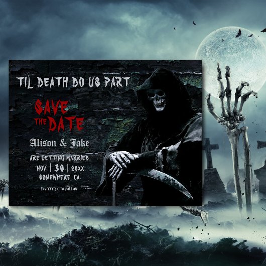 Gothic Wedding Save the Date Aankondigingskaart