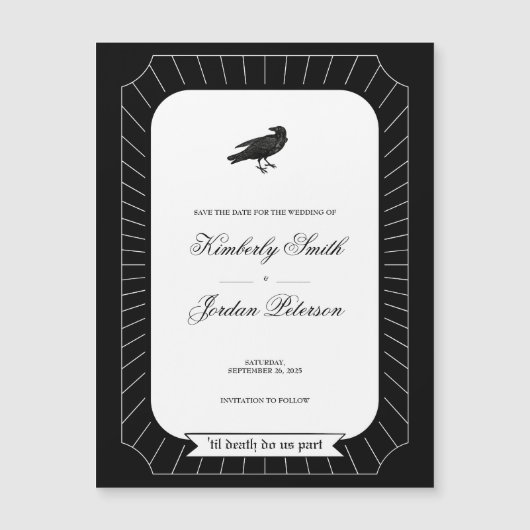 Gothic Wedding Save the Date Craw Skeletons Magnet (Voorkant)
