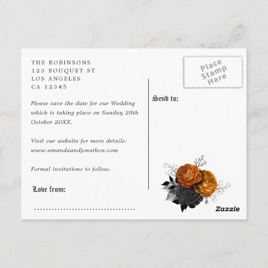  Gothic Wedding Save the Date Photo Briefkaart (Achterkant)