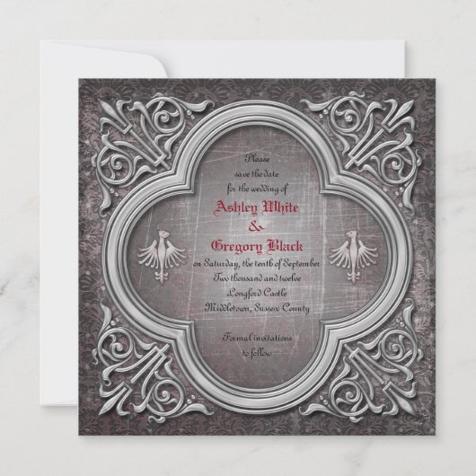 Gothic Wedding Save the Date Uitnodiging (Achterkant)