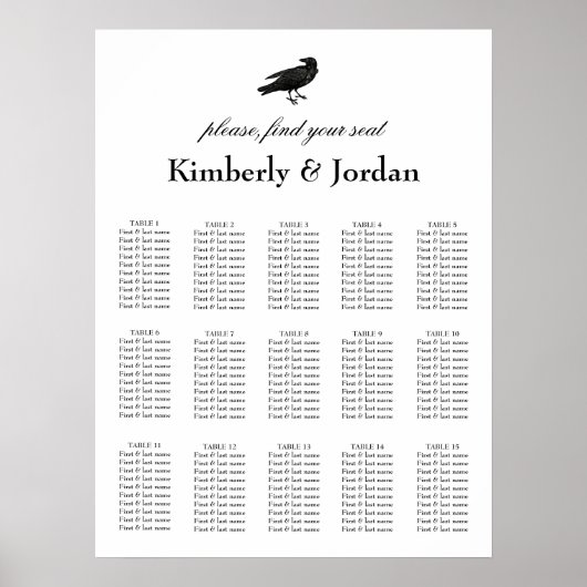 Gothic Wedding Seating Chart tot de dood ons deeln Poster (Voorkant)