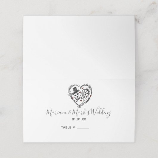 Gothic Wedding Skeleton Couples Illustration Plaatskaartje (Buitenkant ongevouwen)