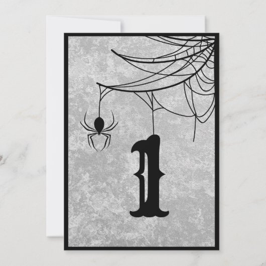 Gothic Wedding Spider Web Halloween Table Number Bedankkaart (Achterkant)
