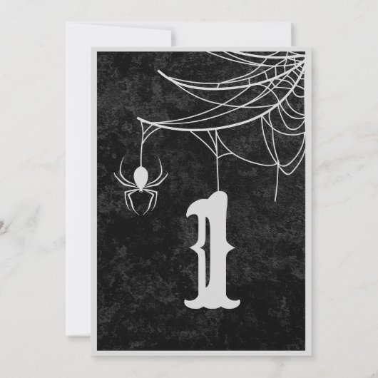 Gothic Wedding Spider Web Halloween Table Number Bedankkaart (Achterkant)