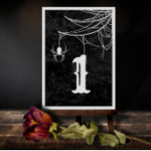 Gothic Wedding Spider Web Halloween Table Number Bedankkaart