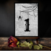 Gothic Wedding Spider Web Halloween Table Number Bedankkaart