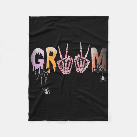 Gothic Wedding Spooky Halloween Skeleton Groom Jus Fleece Deken (Voorkant)