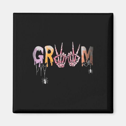 Gothic Wedding Spooky Halloween Skeleton Groom Jus Magneet (Voorkant)