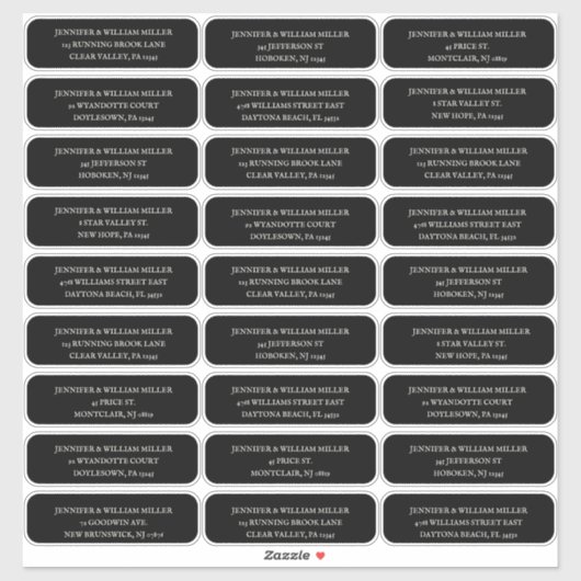Gothic Wedding White op Black Guest Address Sticker (Vel)