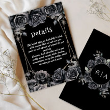 Gothic Wedding Zwart Donker Bloemen Details Kaarte
