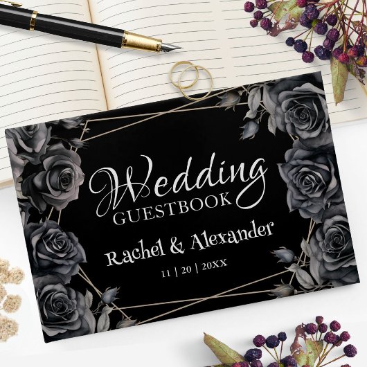 Gothic Wedding Zwart Donker Bloemen Gastenboek