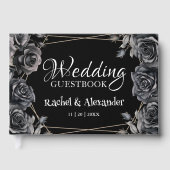 Gothic Wedding Zwart Donker Bloemen Gastenboek (Voorkant)