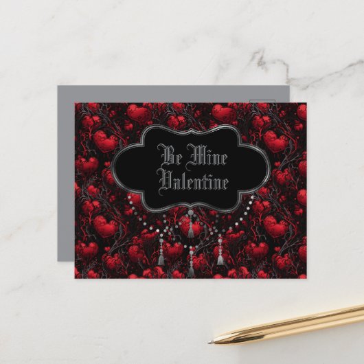 Gothic Wees Mijn Valentijn Briefkaart (Voorkant / Achterkant in situ)
