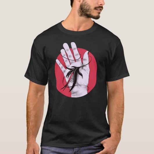 Gothic Weird Creepy Art Hand Biting Flower Monster T-shirt (Voorkant)
