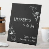Gothic Whimsigoth Zilver Grijs Desserts Trouwen Reclamebord Met Voetstuk (Insitu)