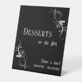 Gothic Whimsigoth Zilver Grijs Desserts Trouwen Reclamebord Met Voetstuk (Voorkant)