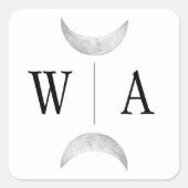 Gothic White Monogram Moon Crest Envelope Seal Vierkante Sticker (Voorkant)