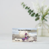 Gothic White Pink Skeleton On Beach Visitekaartje (Staand voorkant)