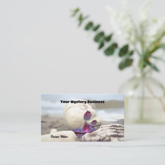 Gothic White Pink Skeleton On Beach Visitekaartje (Staand voorkant)