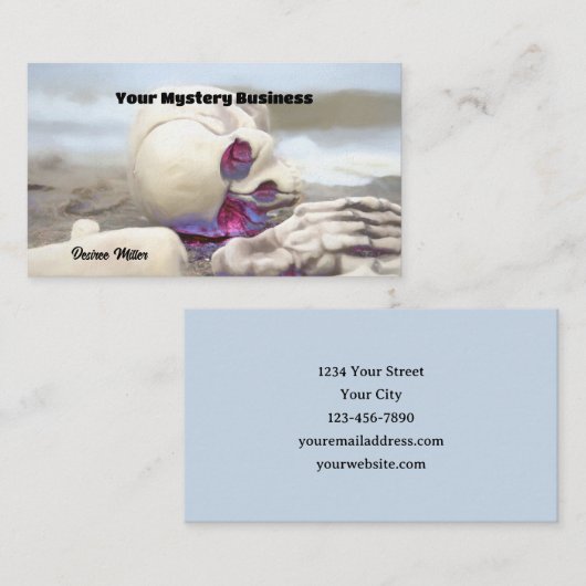 Gothic White Pink Skeleton On Beach Visitekaartje (Voorkant / Achterkant)