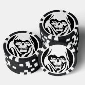 Gothic White Reaper op zwarte achtergrond Pokerchips (Opstapeling)