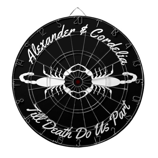 Gothic White Wedding Scorpions Aangepaste namen Dartbord (Voorkant)