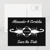 Gothic White Wedding Scorpions Bewaar de datum Briefkaart (Voorkant / Achterkant)