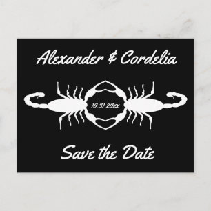 Gothic White Wedding Scorpions Bewaar de datum Briefkaart