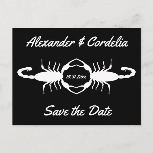 Gothic White Wedding Scorpions Bewaar de datum Briefkaart (Voorkant)
