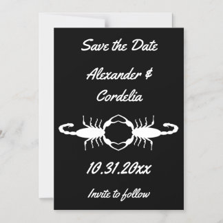 Gothic White Wedding Scorpions Bewaar de datum Magnetische Uitnodiging