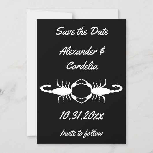 Gothic White Wedding Scorpions Bewaar de datum Magnetische Uitnodiging (Voorkant)