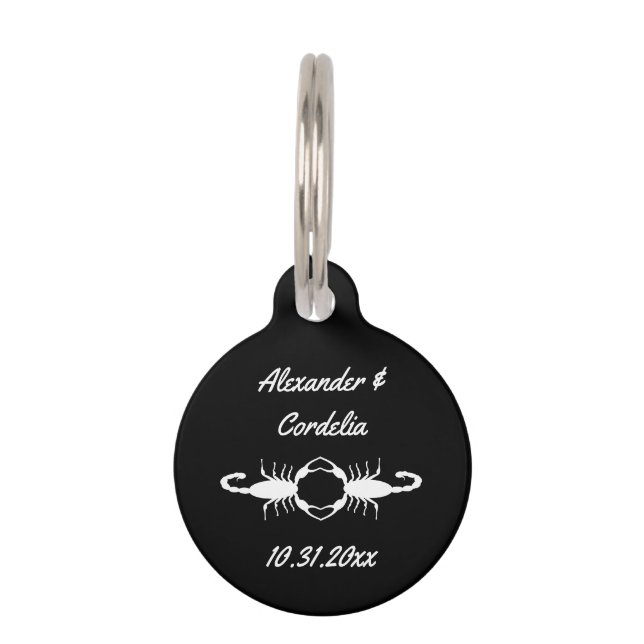 Gothic White Wedding Scorpions Custom Huisdierpenning (Voorkant)