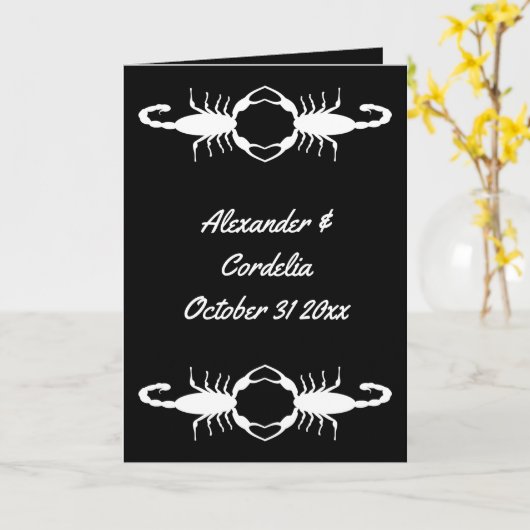 Gothic White Wedding Scorpions Custom Kaart (Gele Bloem)