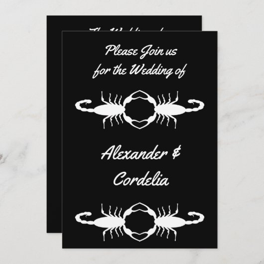Gothic White Wedding Scorpions Custom Kaart (Voorkant / Achterkant)