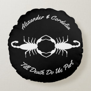 Gothic White Wedding Scorpions Custom Rond Kussen