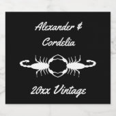 Gothic White Wedding Scorpions Custom Sparkling Wijnetiket (Enkel label)