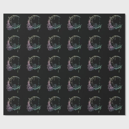 Gothic Wicca Crescent Pastel Gothic Moon Cadeaupapier (Vlak)