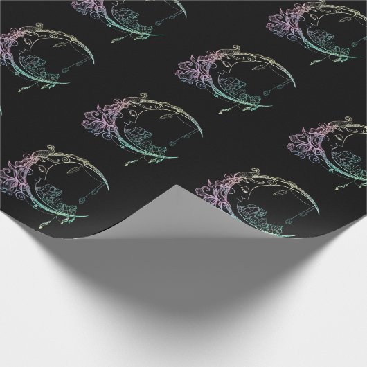 Gothic Wicca Crescent Pastel Gothic Moon Cadeaupapier (Hoek)