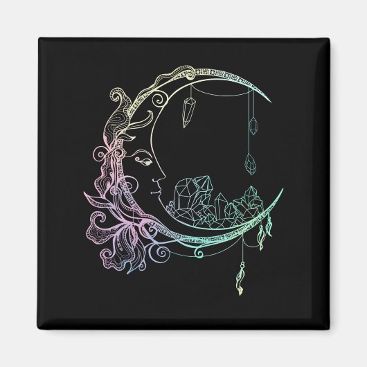 Gothic Wicca Crescent Pastel Gothic Moon Magneet (Voorkant)